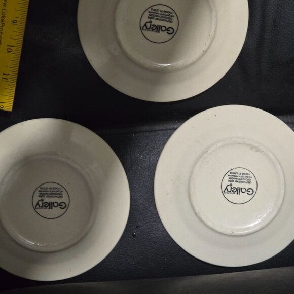 Set Of 3 Tabletop Gallery Ceramic Green Swirl Pattern Dessert Plates - Picture 7 of 8